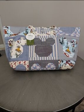 Vera Bradley Disney Patchwork Tote in Light Blue, Cream and Gray